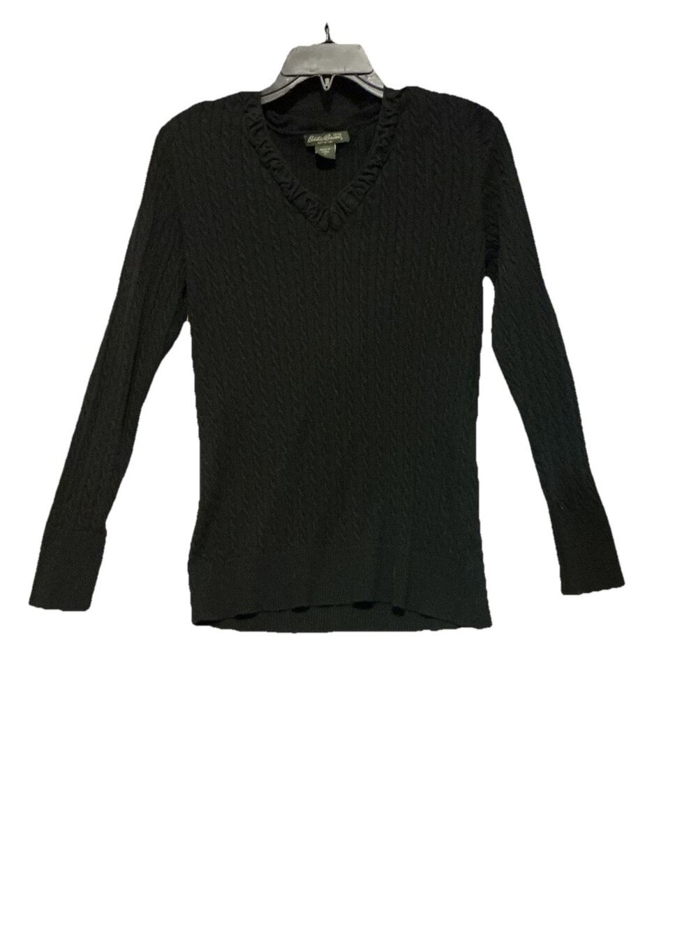Eddie Bauer Women’s Black Rib Knit Sweater SZ XL Pullover